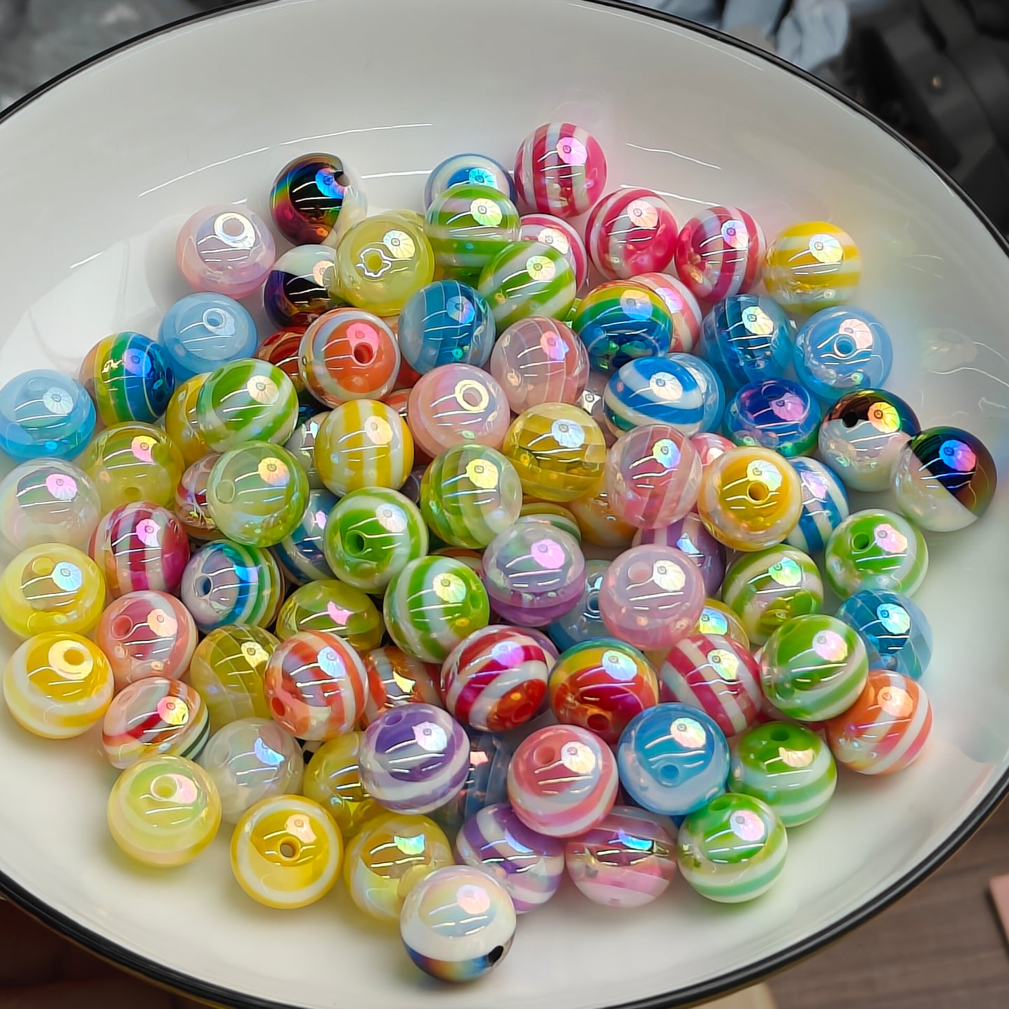 DIY Striped Candy Beads 16mm Colorful Round Beads JC0041ZZ