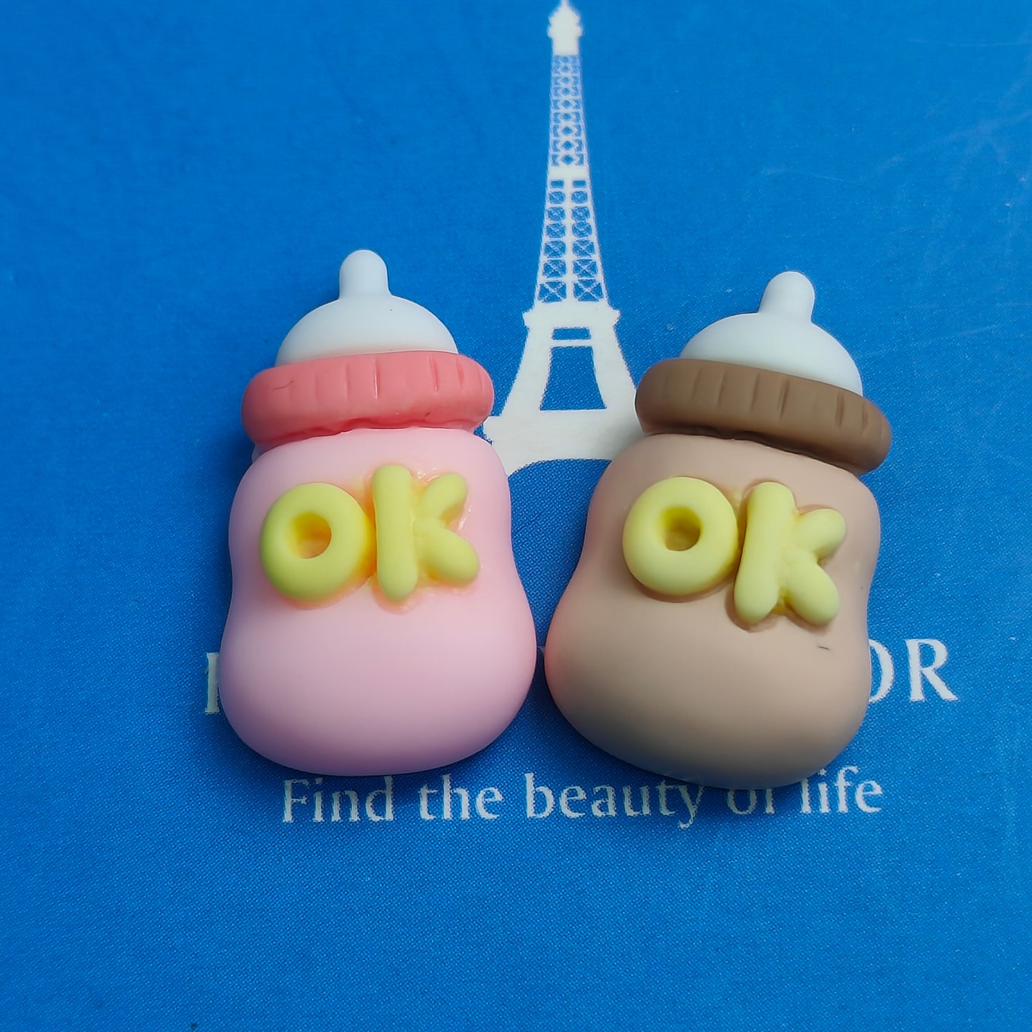 DIY Charms OK Letter Milk Bottle Shape Resin DIY Hairpin Making JC0003SZ