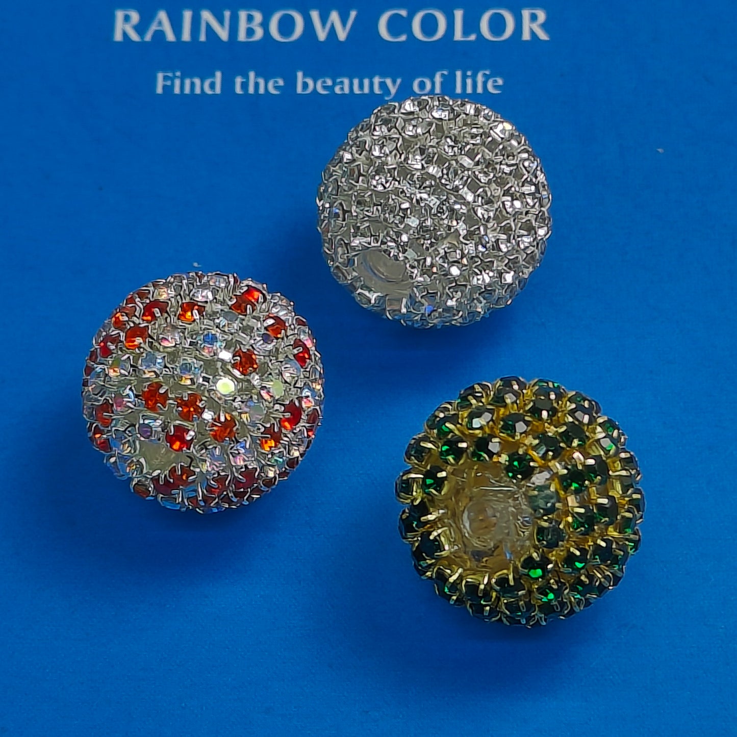 DIY Metal Beads Rhinestone Sparkling Dark Green 18mm Beads JC0052ZZ