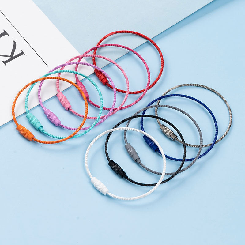 Candy Color Painted Steel Wire Rope Car Key Ring Keychain DIY Accessories JC0004PJ