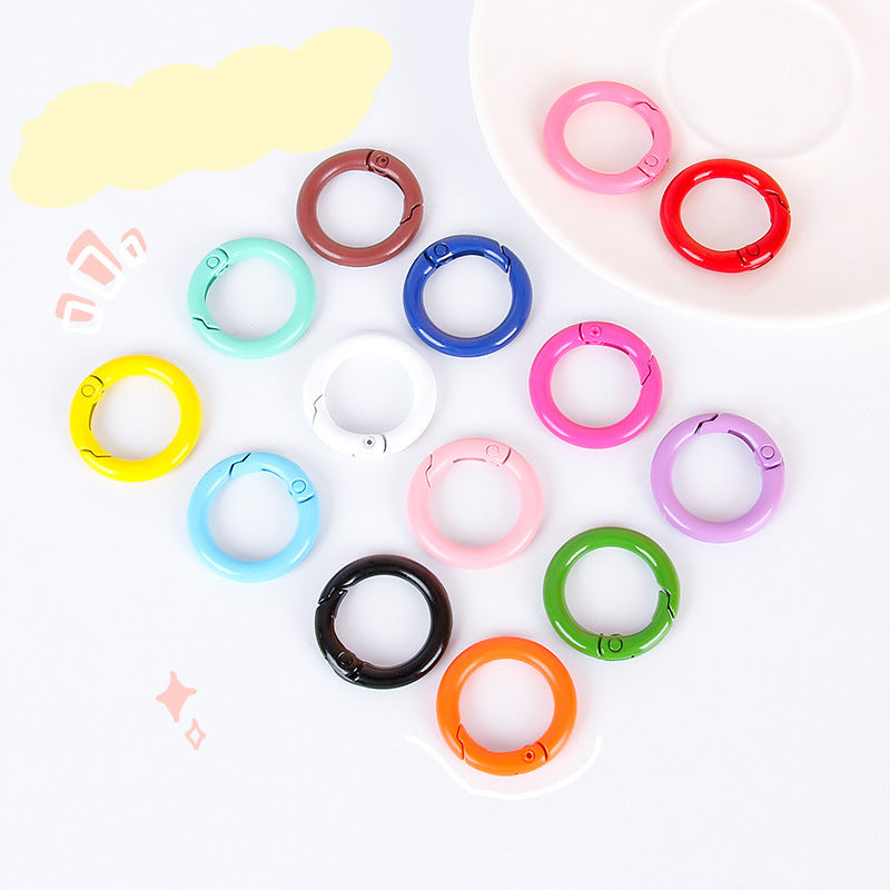 Colorful Spring O Ring Round Snap Hooks ClipsTrigger Keyring Buckles Keychain Rings for Bag Purse Shoulder Strap JC0001PJ