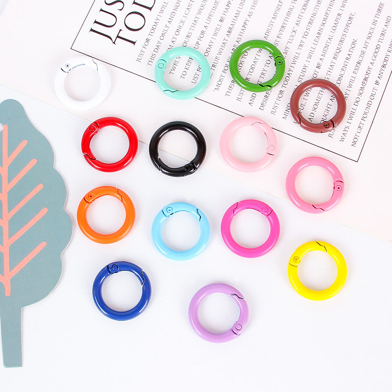 Colorful Spring O Ring Round Snap Hooks ClipsTrigger Keyring Buckles Keychain Rings for Bag Purse Shoulder Strap JC0001PJ