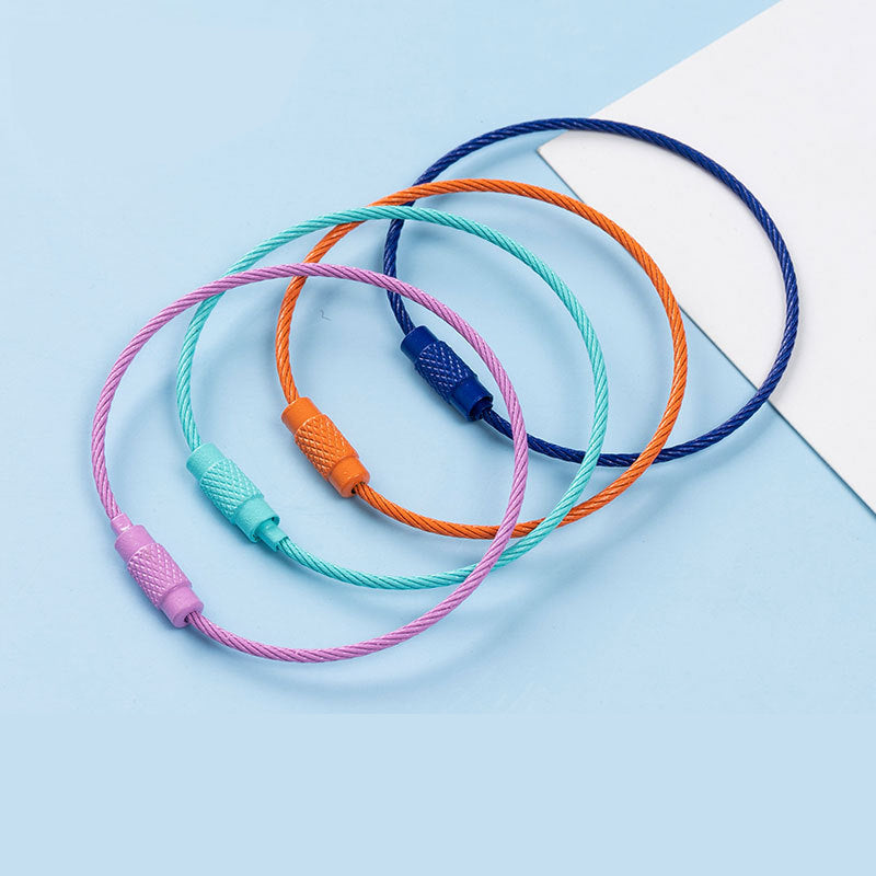 Candy Color Painted Steel Wire Rope Car Key Ring Keychain DIY Accessories JC0004PJ