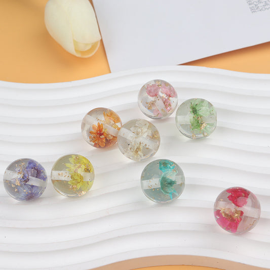 20MM dry flower gold foil multi-color DIY resin beads