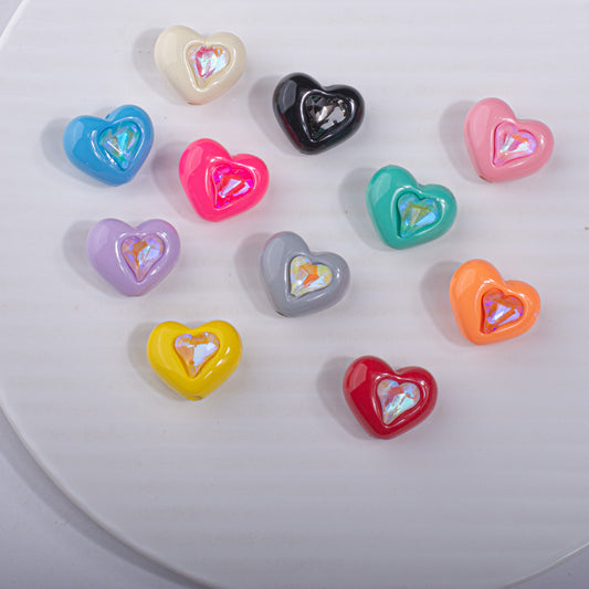 Paint stick diamond small love heart acrylic beads