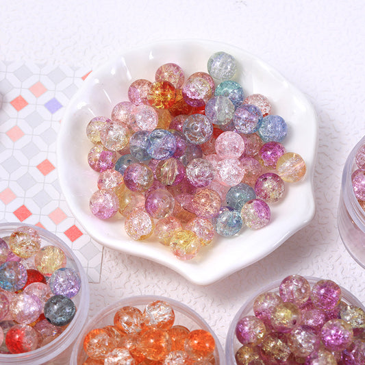 8MM colored glass burst crystal broken ice crack  beads diy handmade jewelry bracelet accessories material