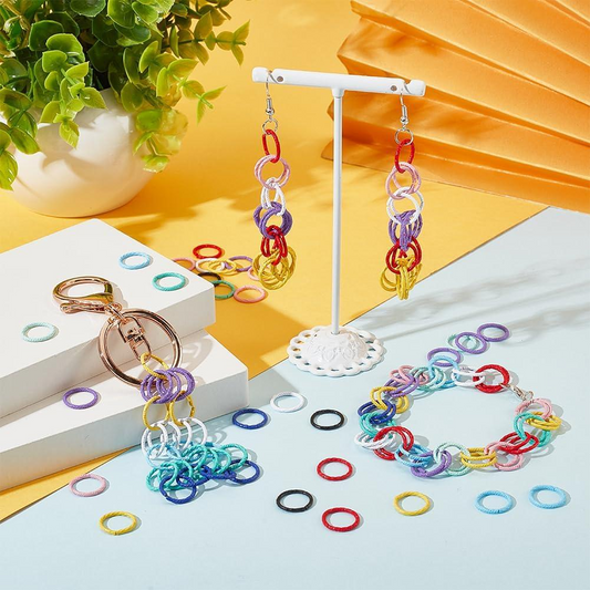 Jump Rings, Open Jump Rings 10 Colors Chainmail Rings Colored Jewelry Connector Rings 18 Gauge Unsoldered O & starRing for Bracelets Necklaces Chain Choker DIY Craft Making JC0006PJ