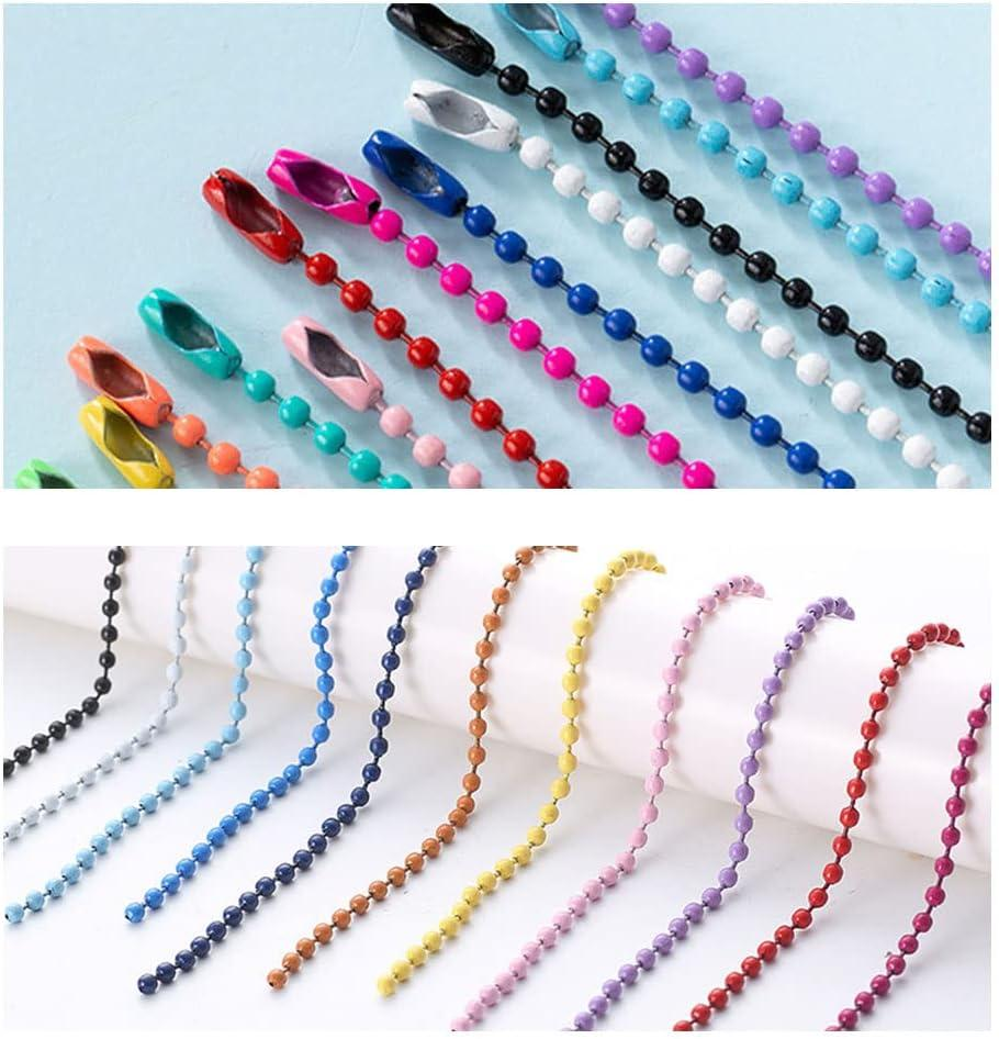 Ball Bead Chain Mixed Color Metal Beads Chain Keychain Adjustable Antiqued Ball Chain for Hanging Ornament Jewelry Findings Key Chain JC0010PJ