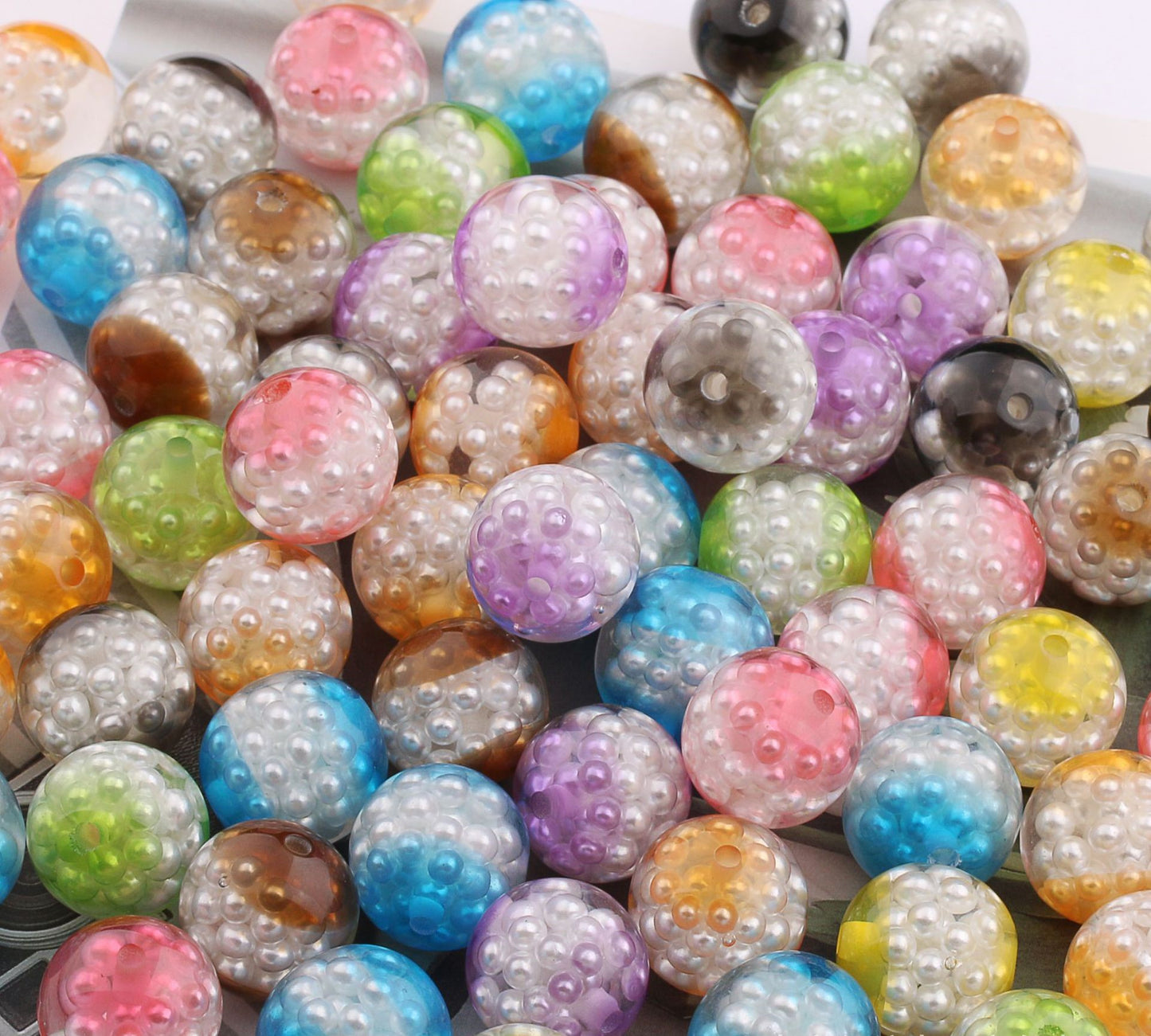 16MM resin interior imitation pearl transparent multi-color DIY beads