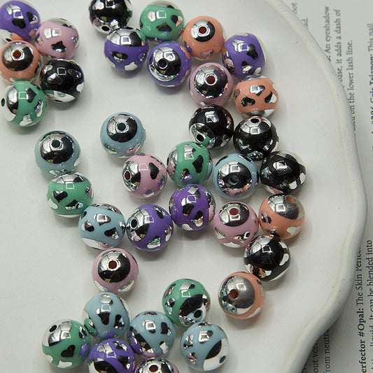 16MM plated acrylic multicolor cream color heart pattern beads