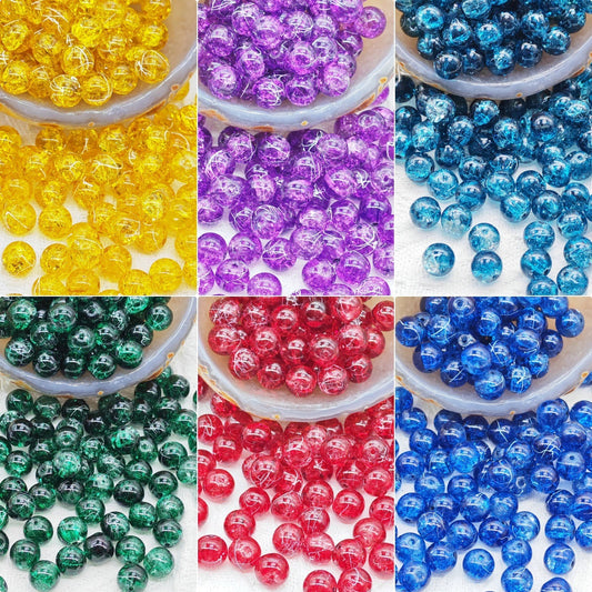 10MM brushed cracked glass beads DIY semi-finished jewelry accessorie