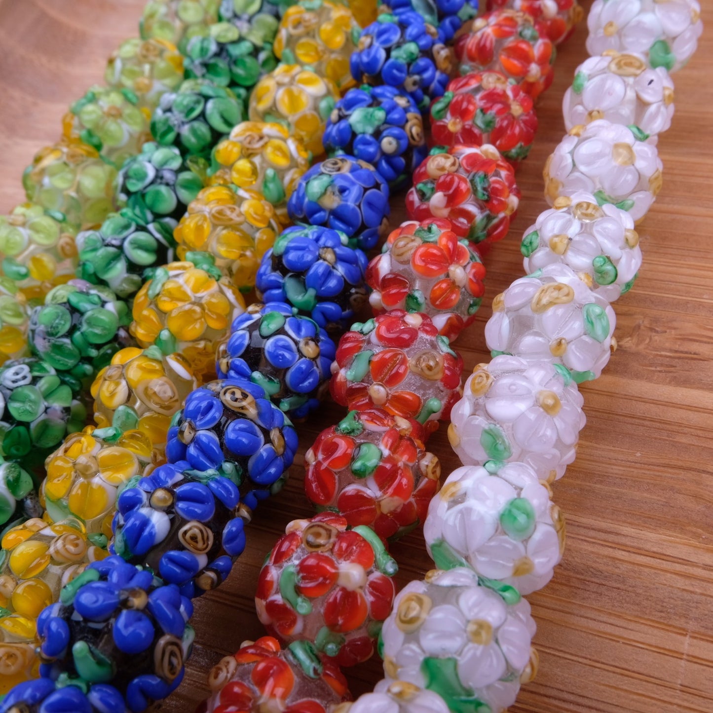 Handmade colored glass flowers DIY accessory beads