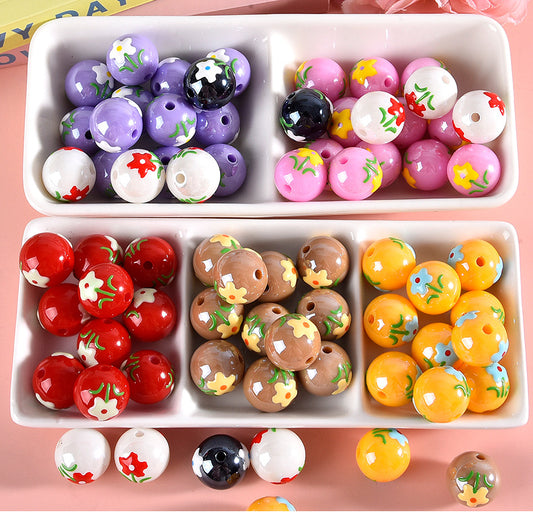 15MM cartoon hand made small flower resin DIY beads