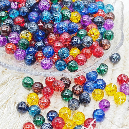 10MM brushed cracked glass beads DIY semi-finished jewelry accessorie