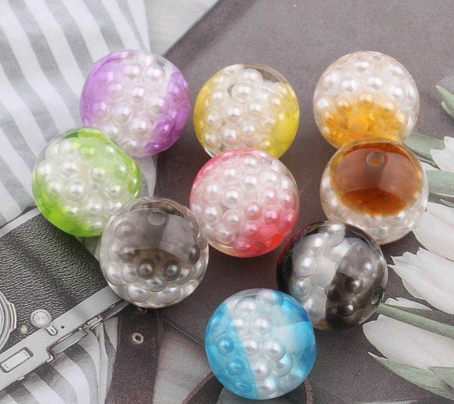 16MM resin interior imitation pearl transparent multi-color DIY beads