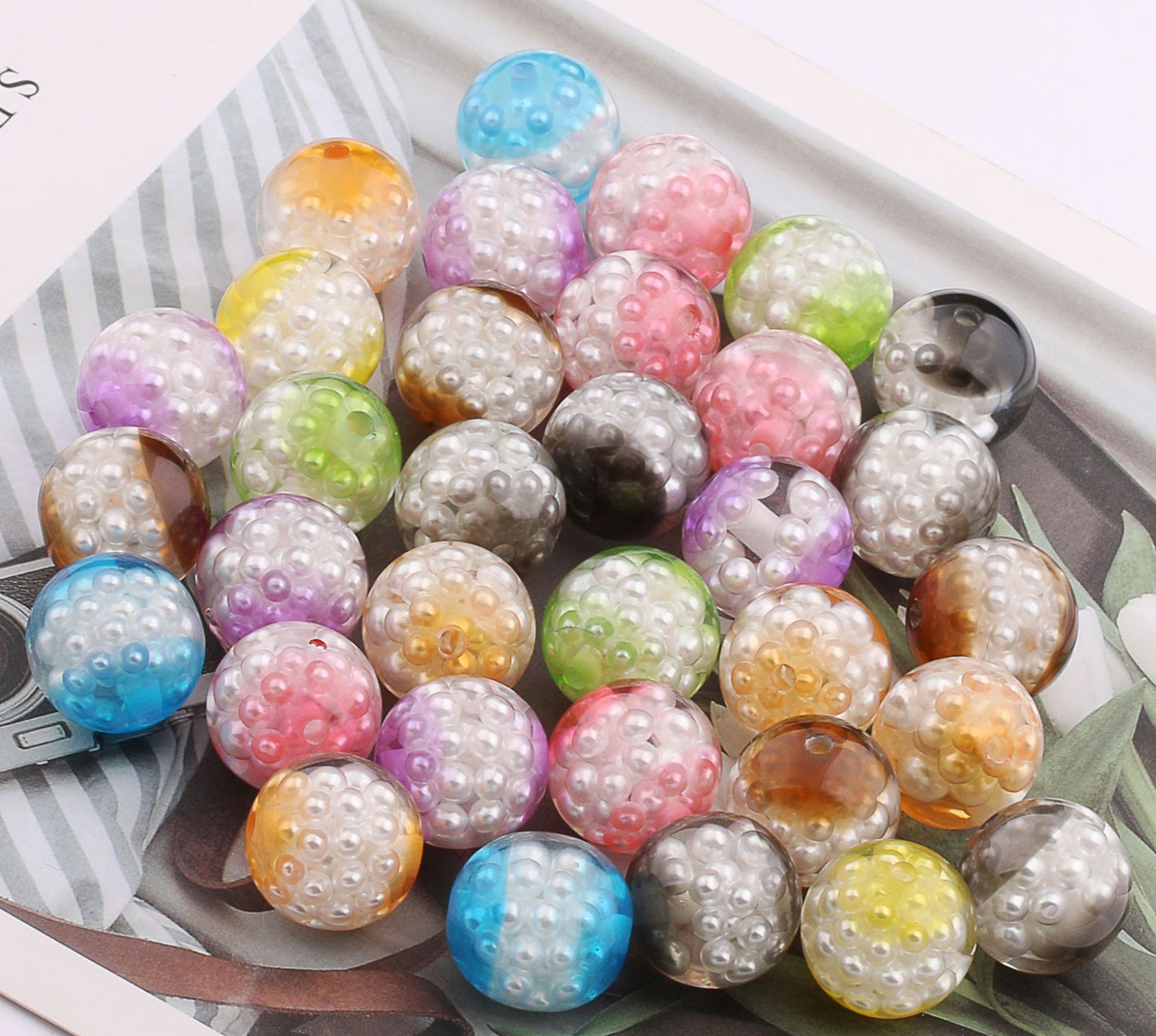 16MM resin interior imitation pearl transparent multi-color DIY beads