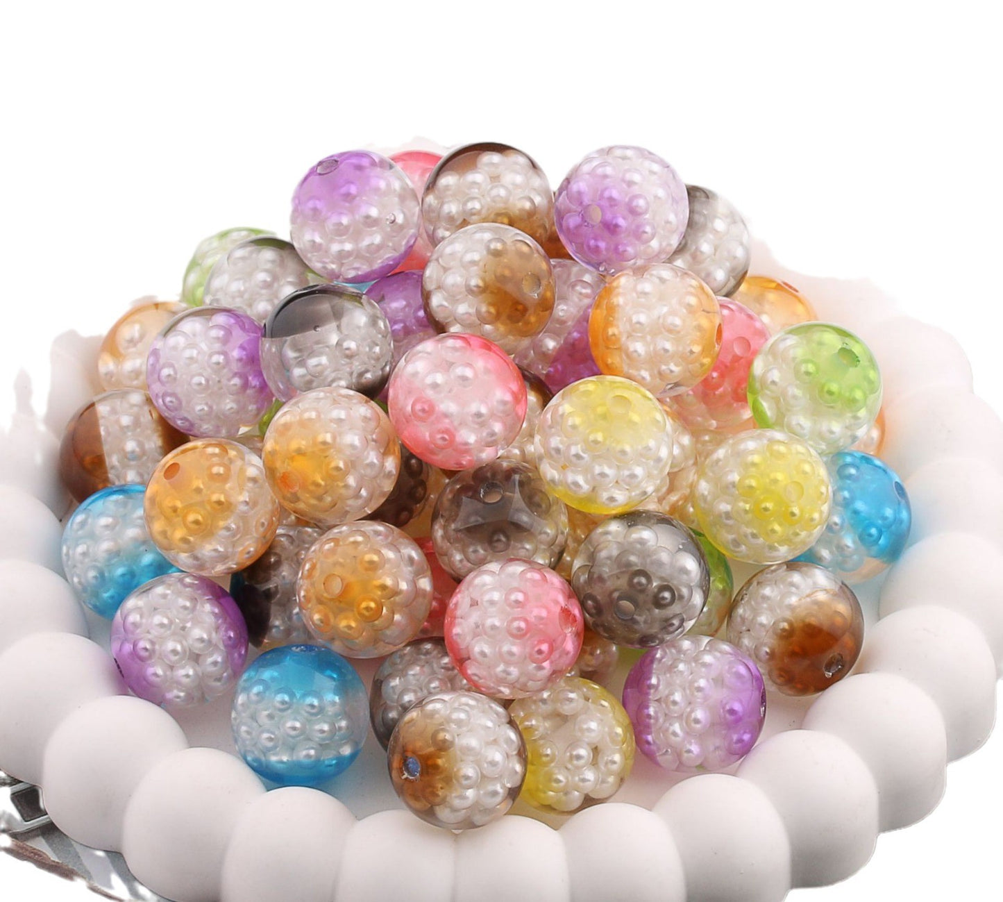 16MM resin interior imitation pearl transparent multi-color DIY beads