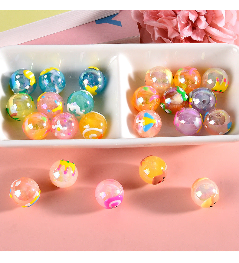 16MM Hand-painted acrylic cartoon beads mixed 100pcs