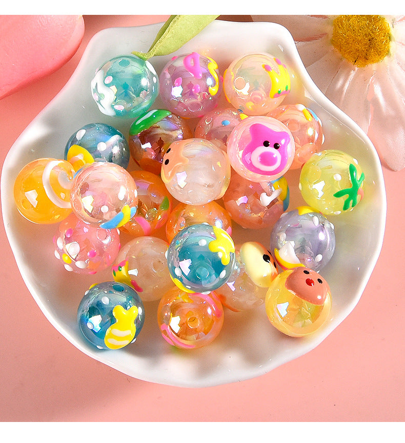 16MM Hand-painted acrylic cartoon beads mixed 100pcs