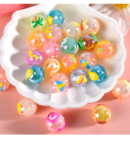 16MM Hand-painted acrylic cartoon beads mixed 100pcs