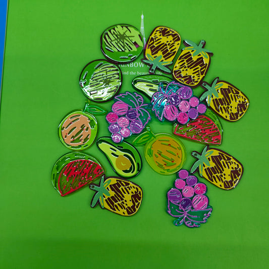 DIY Fruit Acrylic Pendant Single-Sided Design with Holes Hand-Painted Acrylic Pendant JC0009YA