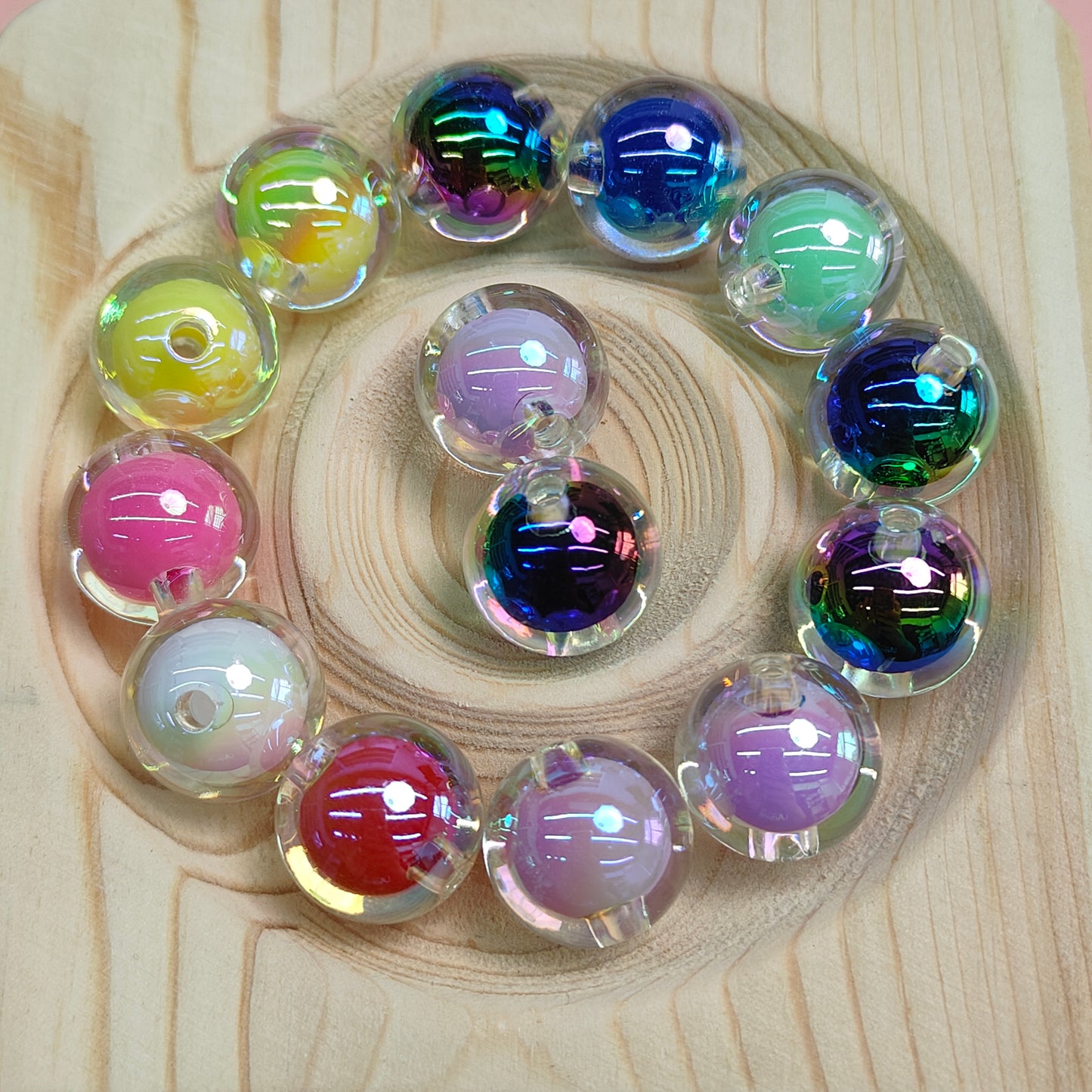 Shiny AB Color Acrylic Bead DIY Beading Hairband Bracelets Necklace Craft Embelishment (Mixed Colors-Round) JC0003ZZ