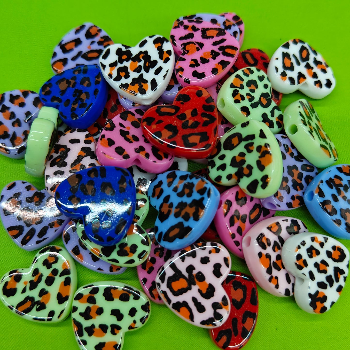 DIY Small Leopard Print Heart Cake Shaped Love Beads JC0044ZZ