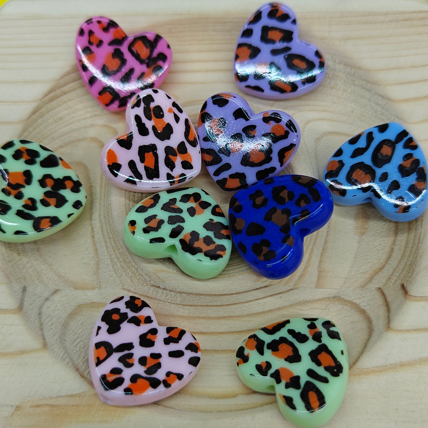 DIY Small Leopard Print Heart Cake Shaped Love Beads JC0044ZZ