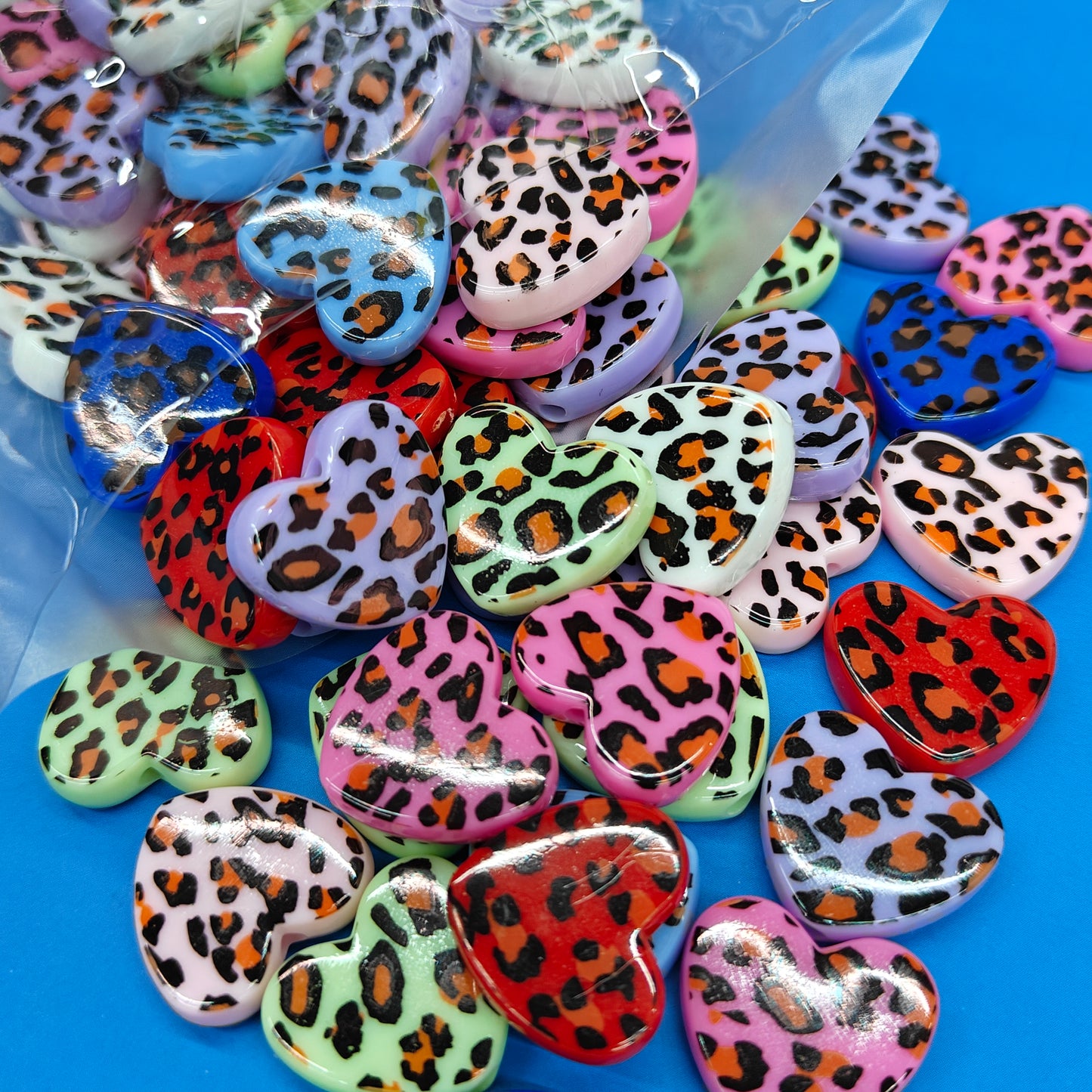 DIY Small Leopard Print Heart Cake Shaped Love Beads JC0044ZZ