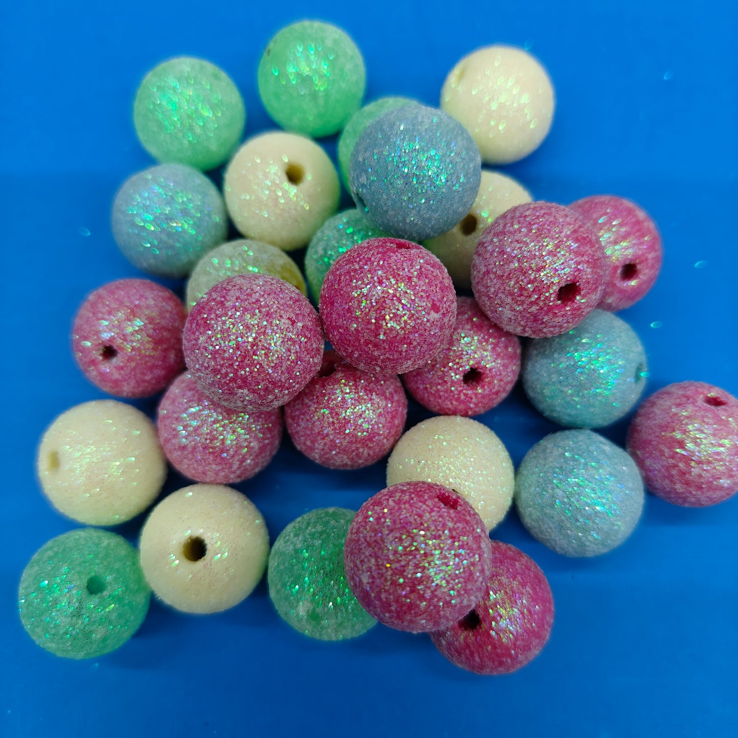 DIY Colorful Glitter Beads 16mm Bright JC0044ZZ