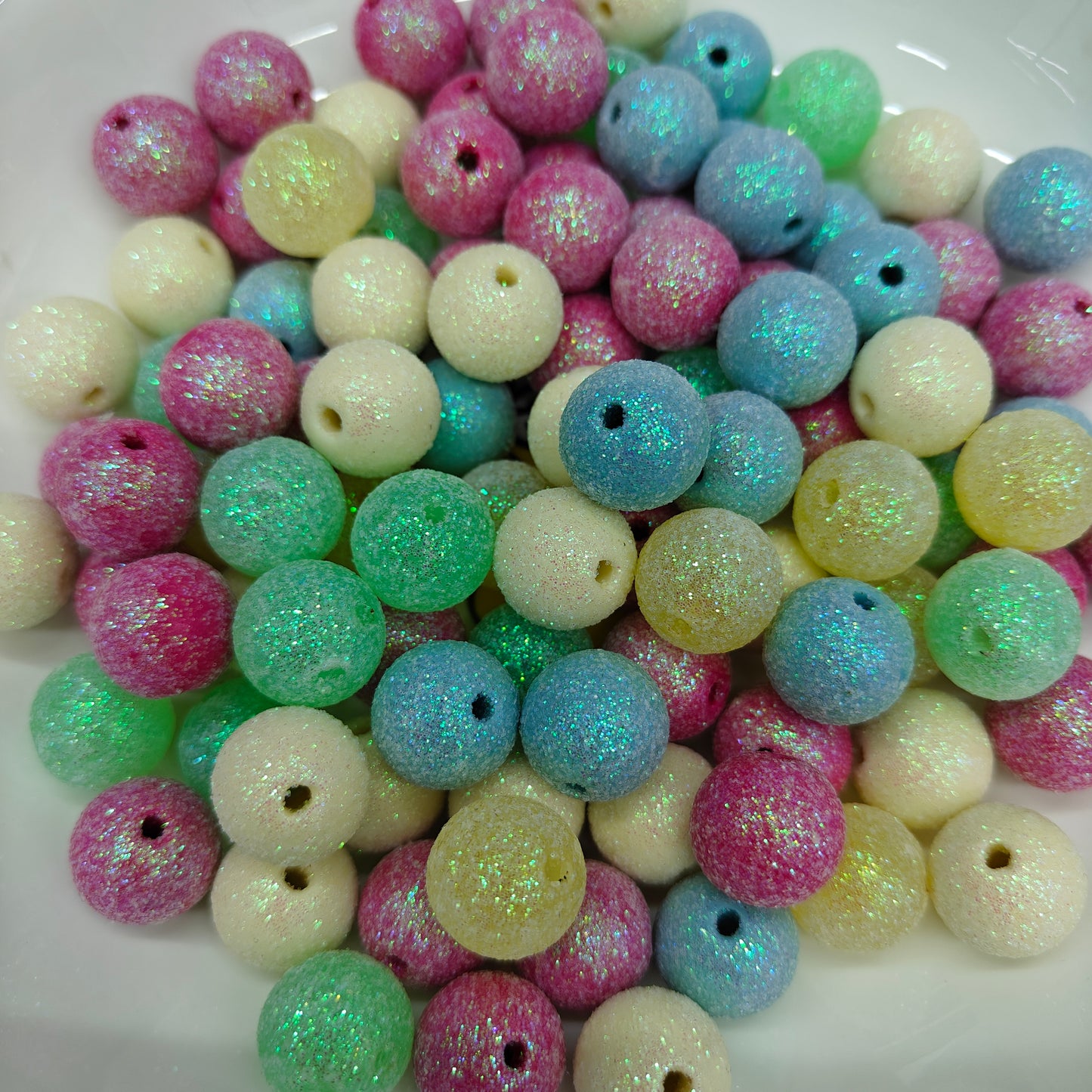 DIY Colorful Glitter Beads 16mm Bright JC0044ZZ