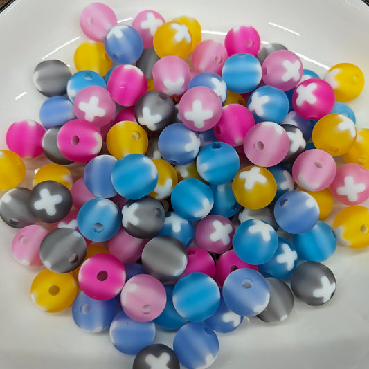 DIY Frosted Mixed Color X-Logo Acrylic Beads 100PCS 16mm JC0028ZZ