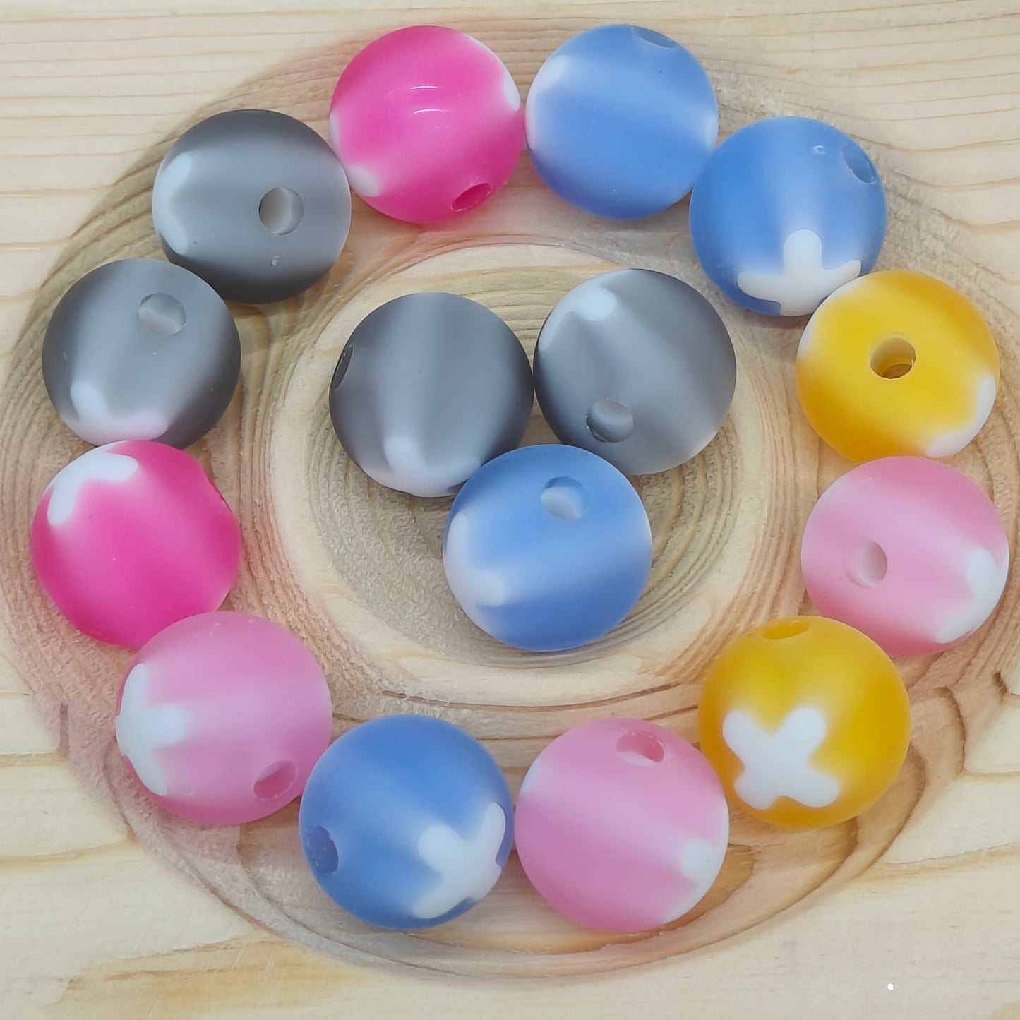 DIY Frosted Mixed Color X-Logo Acrylic Beads 100PCS 16mm JC0028ZZ