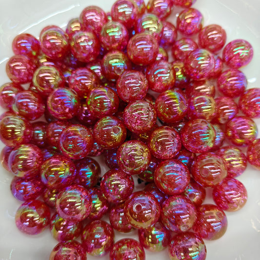 DIY Glitter Deep Red Round 16mm Beads JC0031ZZ