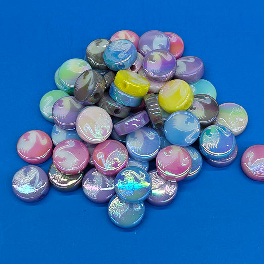 DIY swan logo round cake shape beads 17mm 100PCS JC0030ZZ