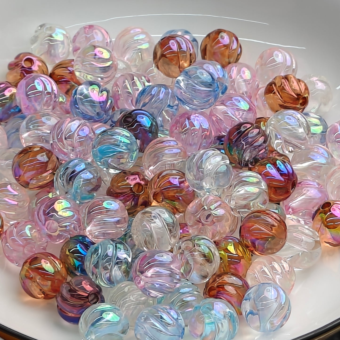 DIY Colorful Spiral Beads With Holes In The Middle 12MM JC0047ZZ