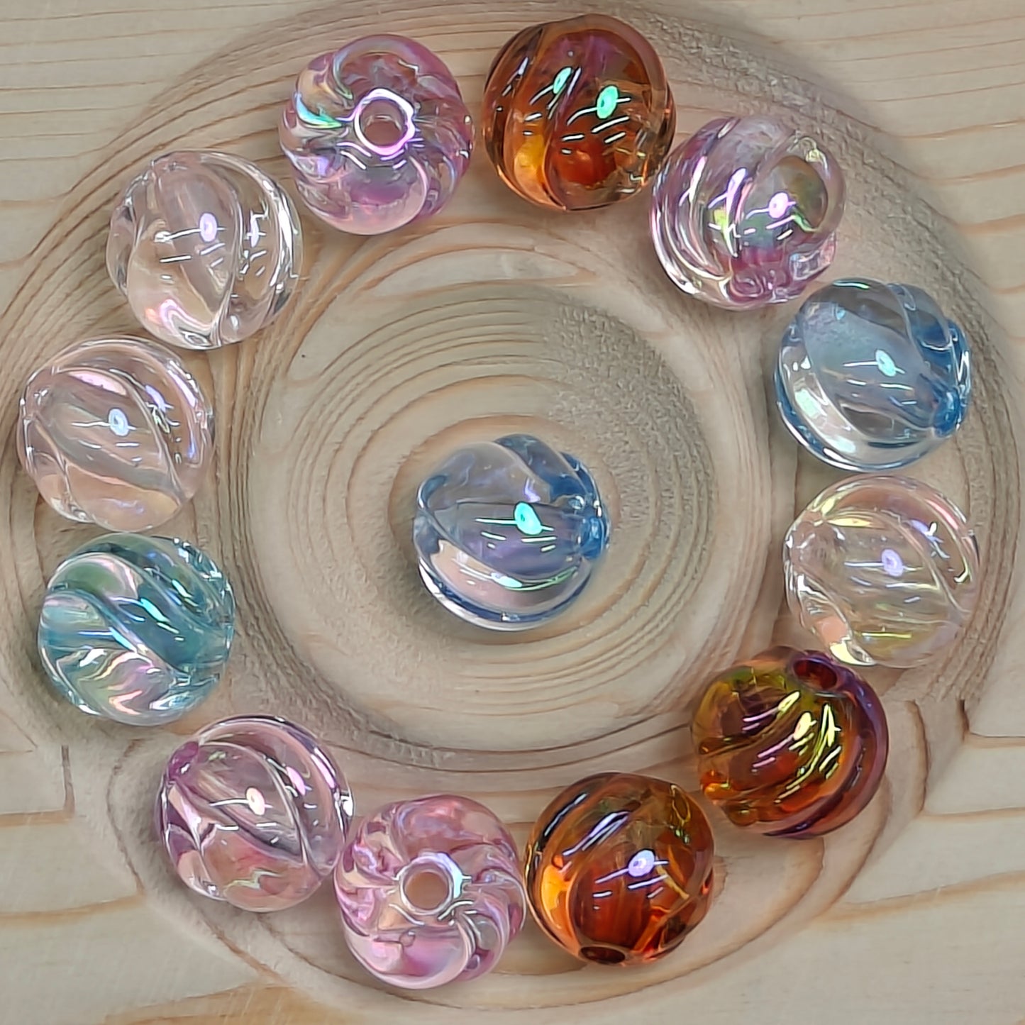 DIY Colorful Spiral Beads With Holes In The Middle 12MM JC0047ZZ