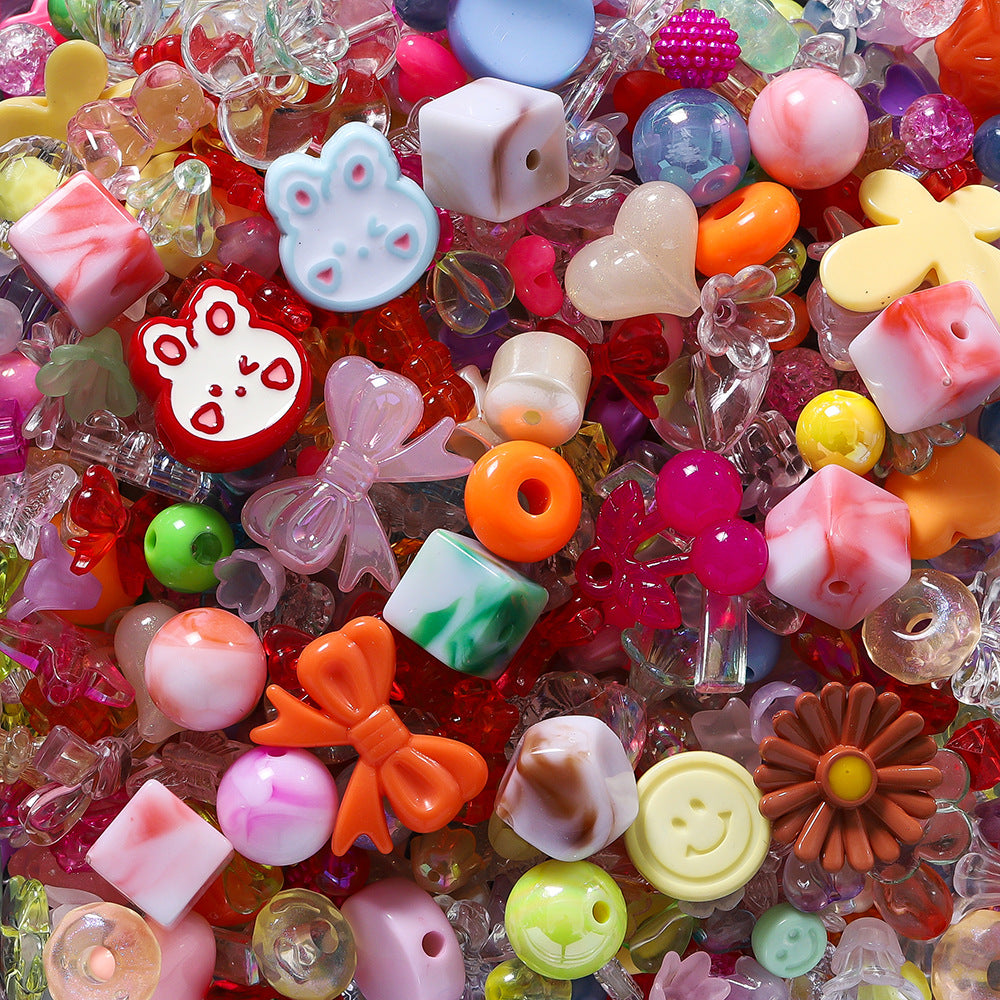 Acrylic cute cherry bear rabbit square beaded diy mobile phone chain necklace cartoon jewelry animal accessories