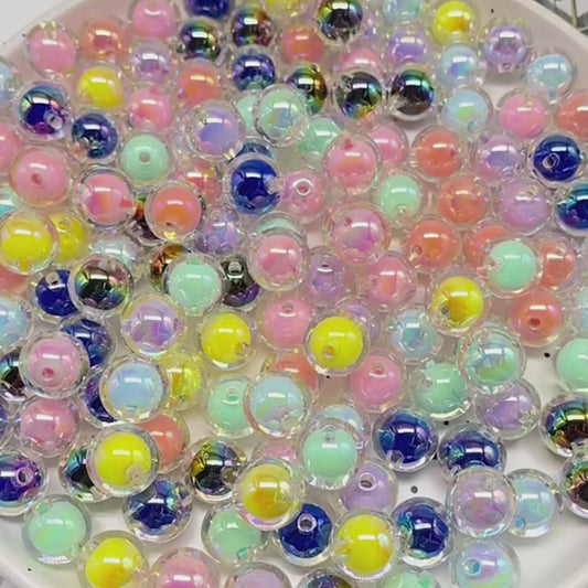 16MM acrylic plated UV HD color transparent beads